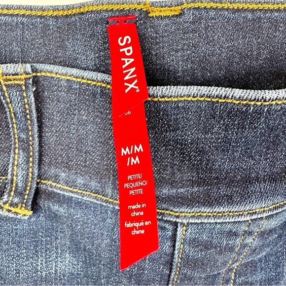 SPANX Jean-ish Ankle Leggings Women’s Medium Blue Skinny Jeans Pockets Stretch - Picture 3 of 7
